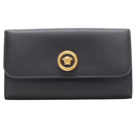 Versace Handbags - Versace gold medusa coin calf leather flap long continental wallet